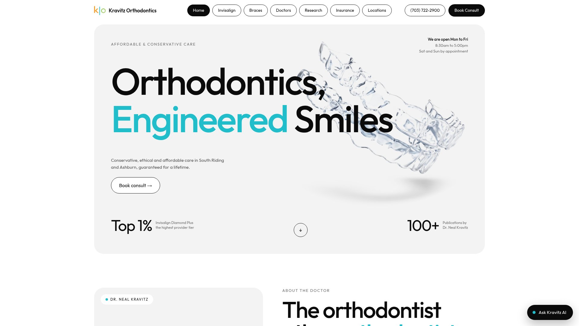 Kravitz Orthodontics website