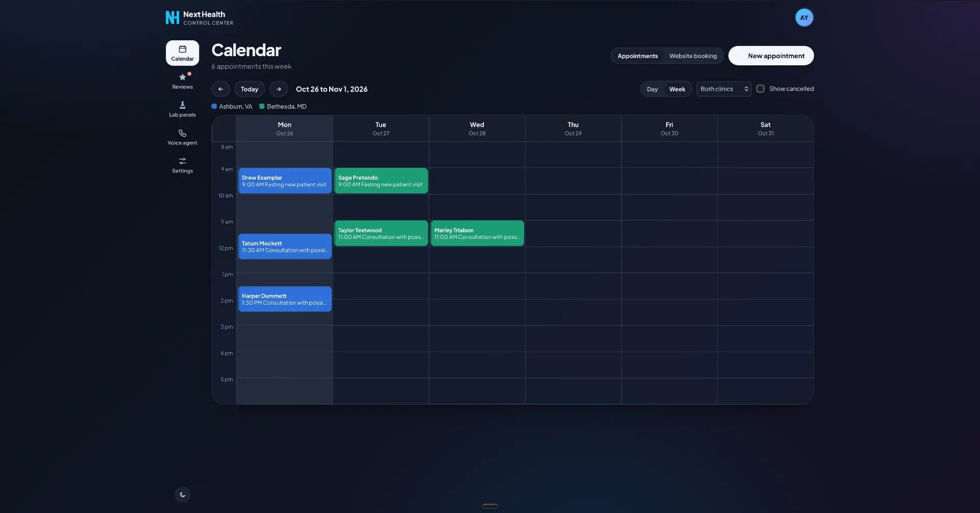 Next Health Control Center website