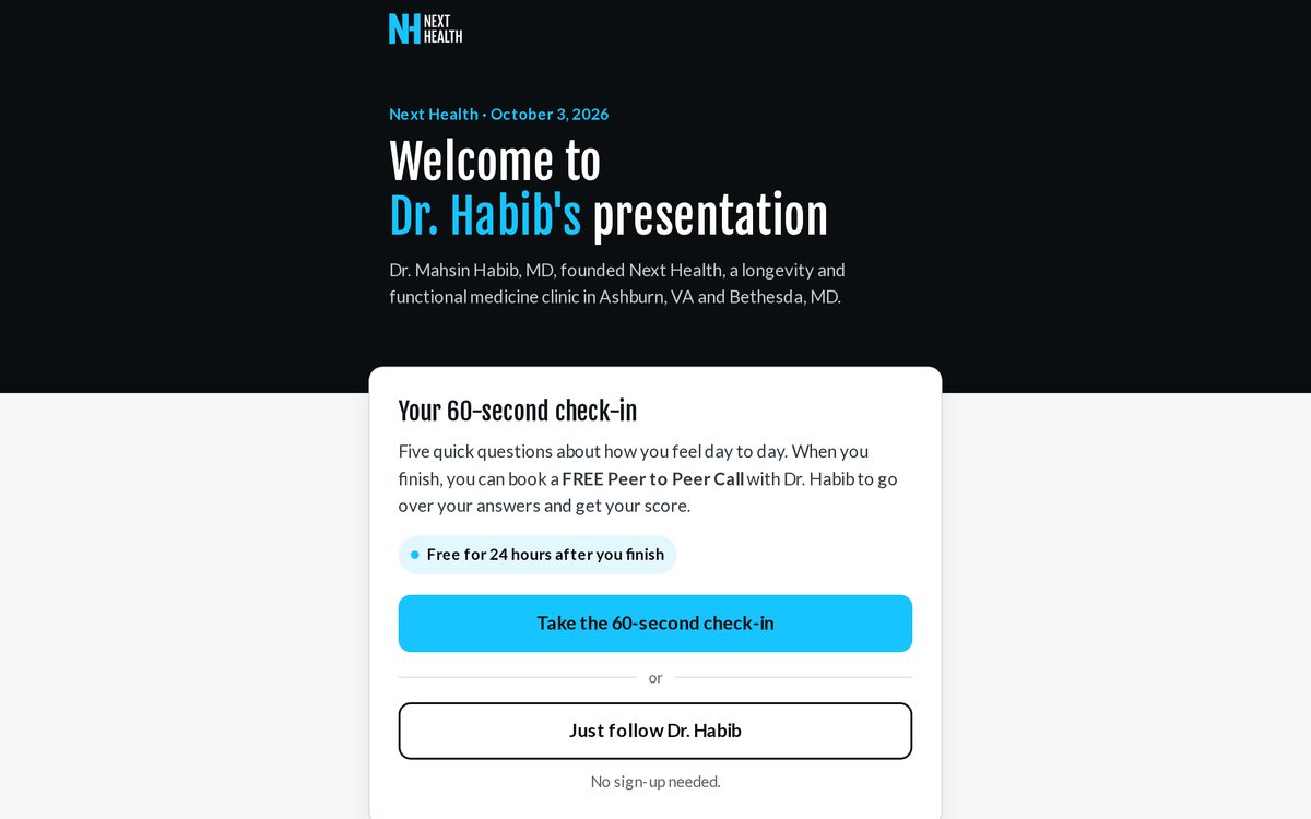 Next Health: Dr. Habib's Presentation website
